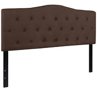 Tête de lit Cambridge grand touffetée et rembourrée en tissu brun foncé
