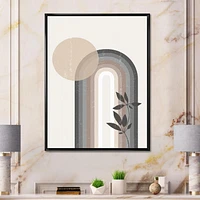Designart Abstract Rainbow Sun and Moon In Earth Tones III FLOAT FRAME WALL ART