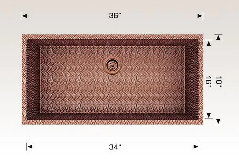 American Imaginations 27-in. W CSA Approved Copper Kitchen Sink With 1 Bowl And 16 Gauge AI-29186