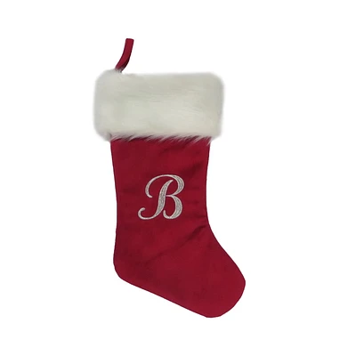 Bas de Noël en velour Holiday time à monogramme "B"