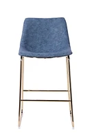Tabouret en cuir Landon Plata Import avec pieds en métal or
