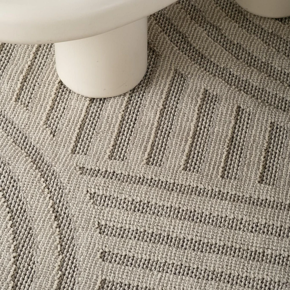 Tapis d'interieur exterieur abstrait Rug Branch Hogar, gris creme, moderne - Salon, chambre, salle a manger et cuisine