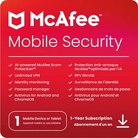 McAfee Mobile Security (Android/iOS) - 1 Year Subscription [Digital Code]