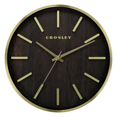 Home Trends horloge murale 10" avec cadre en métal doré et cadran en bois Horloge murale en métal