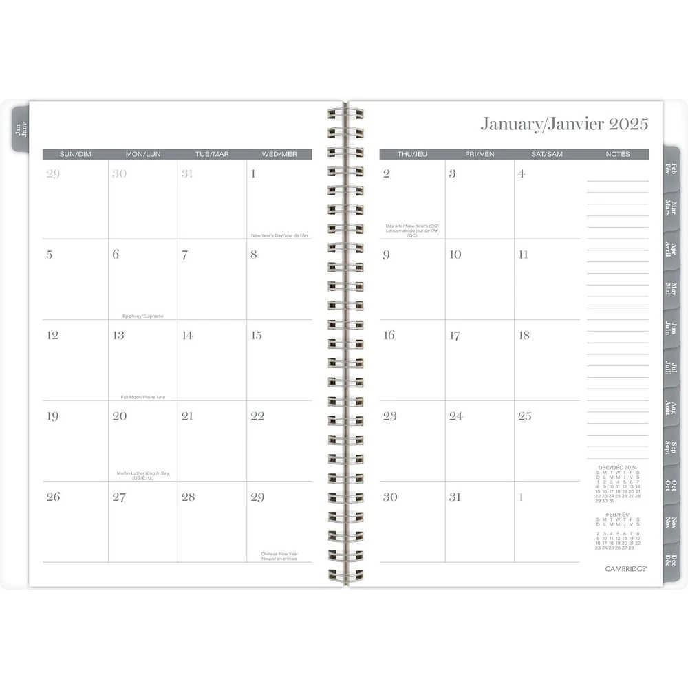 Cambridge Exhale Petit agenda hebdomadaire/mensuel Planificateur