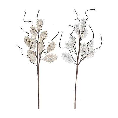 Branche De Feuille De Bois Scintillant De Noël - Ensemble De 6