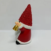 HOLIDAY TIME 8INCH HIGH POLYRESIN RED GNOME WITH BELL AND WREATH