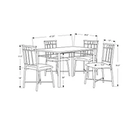 Monarch Specialties Ensemble De Table À Manger, 5pcs Ensemble, Petit, 48" Rectangulaire, Faux Marbre, Cuisine, Métal, Stratifié, D'aspect Marbre Brun, Contemporain, Moderne