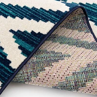 Tapis tissé crème et bleu saphir Tropiana