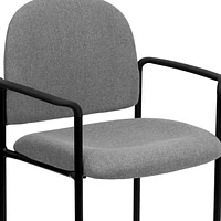 Chaise de réception auxiliaire empilable de confort en acier et tissu gris avec appui-bras