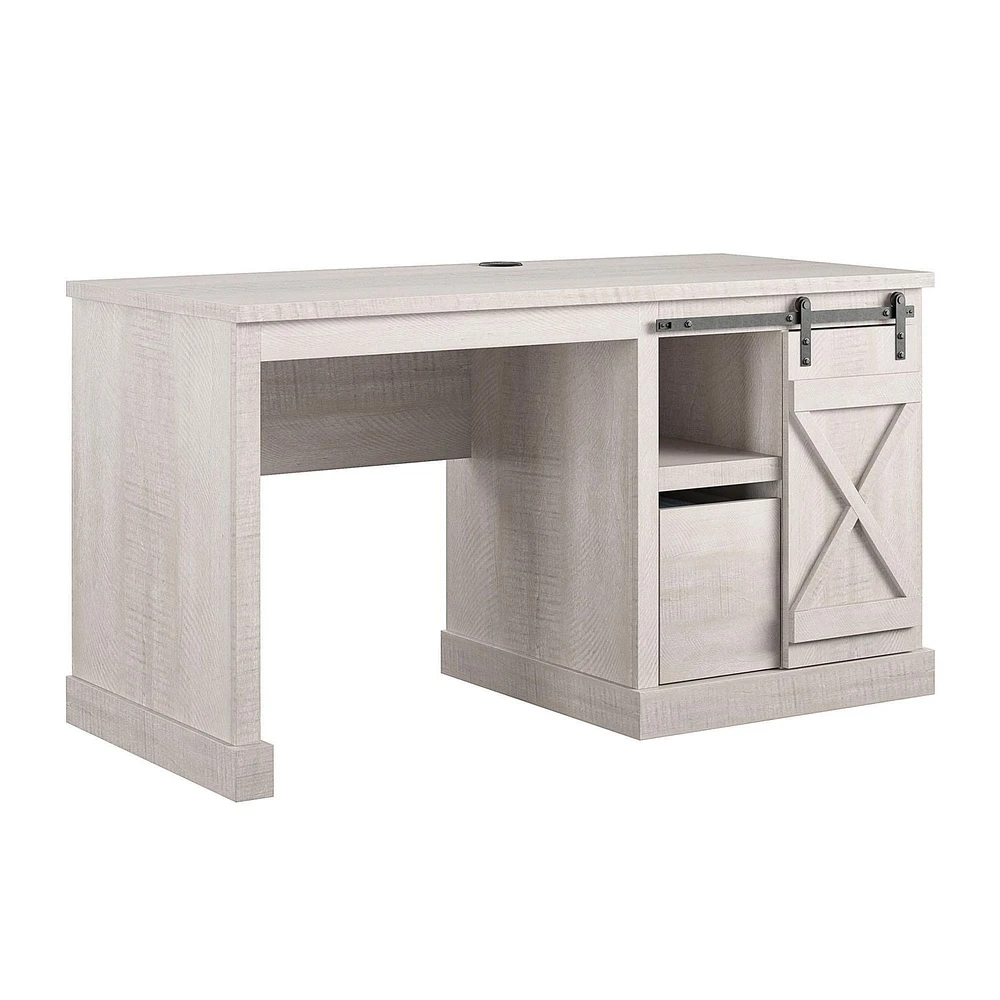 Ameriwood Home Knox County Single Pedestal Computer Desk, Rustic White