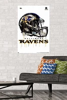 NFL Baltimore Ravens - Drip Helmet 20 Wall Poster with Magnetic Frame