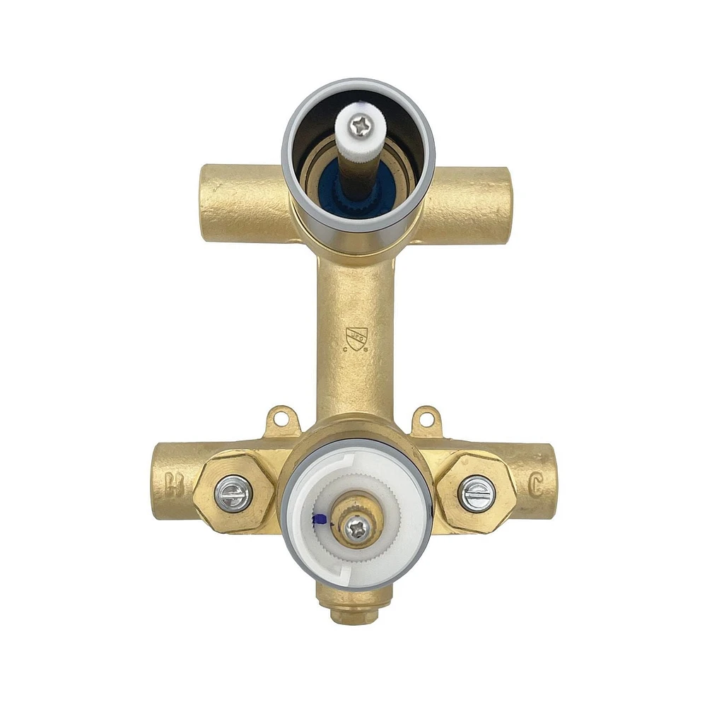 Valve thermostatique carrée 3 fonctions, Douchette magnétique, bec de bain ou simultanément, fini chrome