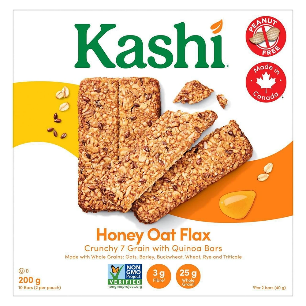 Barres de sept céréales quinoa miel avoine et lin Kashi de Kellogg's, 200g 10 barres 200 g, 10 barres