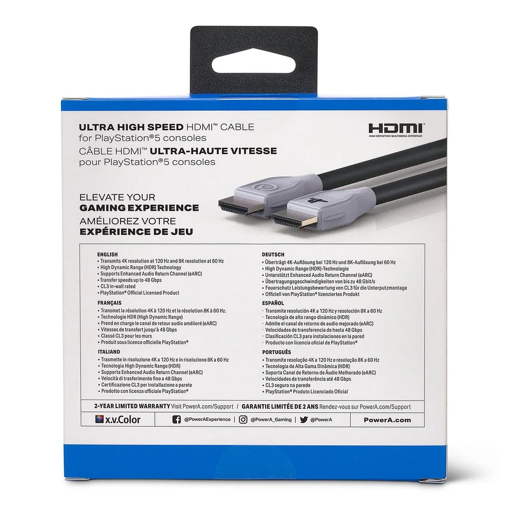Câble HDMI très haute vitesse PowerA pour PlayStation 5 PlayStation