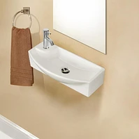 American Imaginations 17.75-in. W Wall Mount White Bathroom Vessel Sink Set For 1 Hole Left Faucet AI-34327