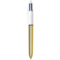 Stylos-billes métalliques rétractables BIC 4 couleurs Brillant, pointe moyenne (1,0 mm), paquet de 3, stylo-bille rétractable avec encre durable Paquet de 3