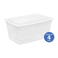 Sterilite 85L BoÎte Rangement -Blanc - 4 pq.