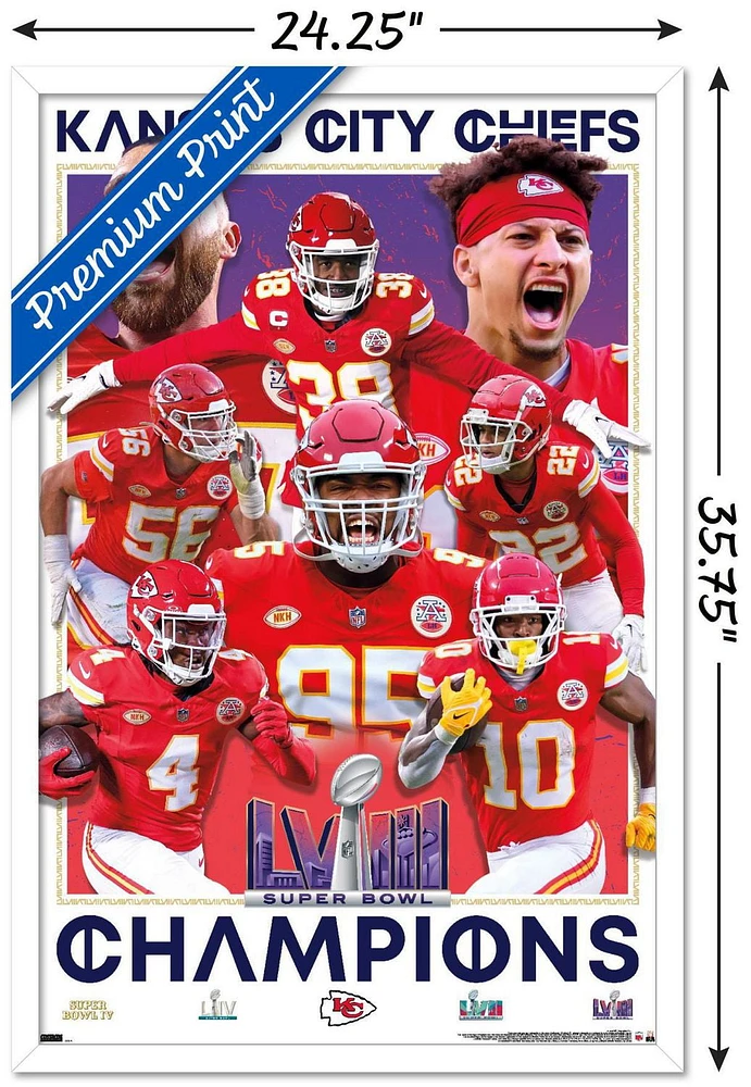 NFL Kansas City Chiefs - Super Bowl LVIII Champions Wall Poster, 14.725" x 22.375" Framed