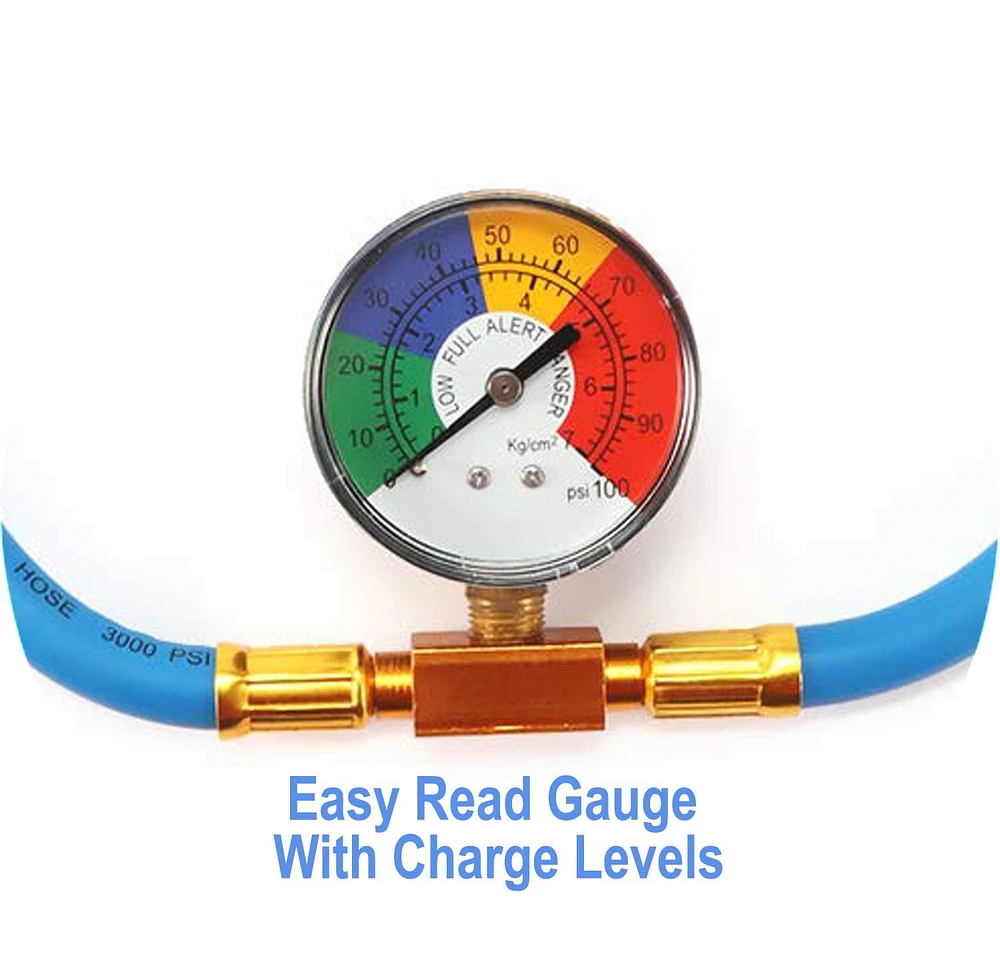 DURACOOL® 134a Charge Hose with Can Tap, Pressure Gauge & Quick Connect., 134a CHGE HOSE GAUGE CONNECT