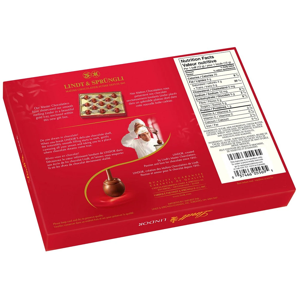 Lindt LINDOR Milk Chocolate Truffles, 156-Gram Box, 13x12g, 156g