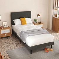 Cadre de lit rembourré pour enfants Homy Casa avec ports USB et tête de lit à lumière DEL, lattes métalliques robustes