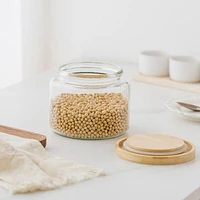 Mainstays Kitchen Storage Glass Jar 2L  glass jar with bamboo lid, Food grade sealing ring 8.5cups/2L