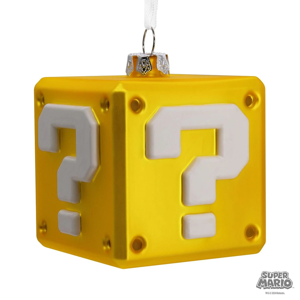 Décoration Hallmark de Noël (Bloc avec point d'interrogation, Super Mario, Nintendo, en verre soufflé)