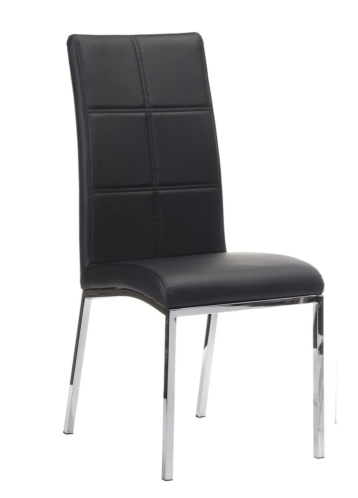 Topline Home Furnishings Chaises de salle à manger en similicuir noir