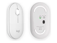 Logitech Pebble Mouse 2 M350s Slim Bluetooth Wireless Mouse, Portable, Lightweight, Customizable Button - Tonal White