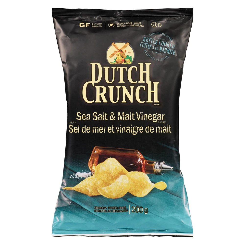 Old Dutch Old Durch Dutch Crunch Sea Salt & Malt Vinegar Potato Chips, 200 g