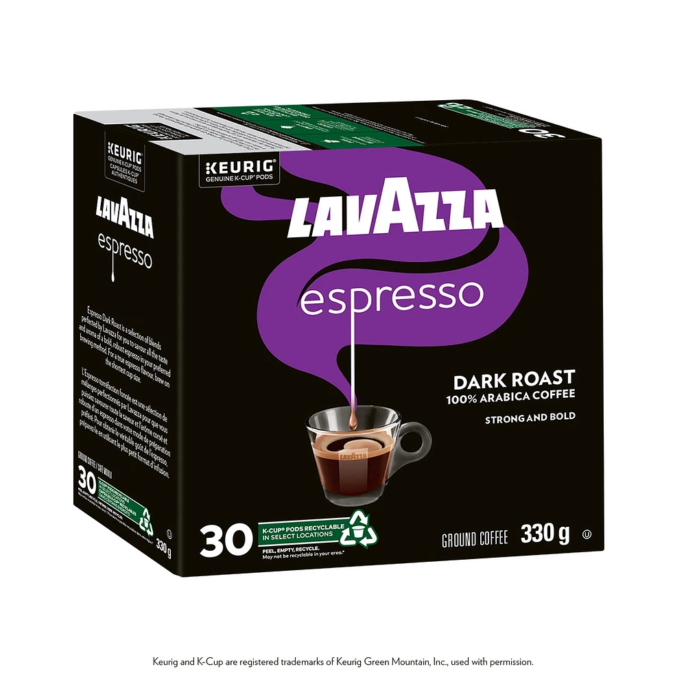 Lavazza Espresso, Dark Roast, K-Cup Coffee Pods, 30 Count, 30 Count