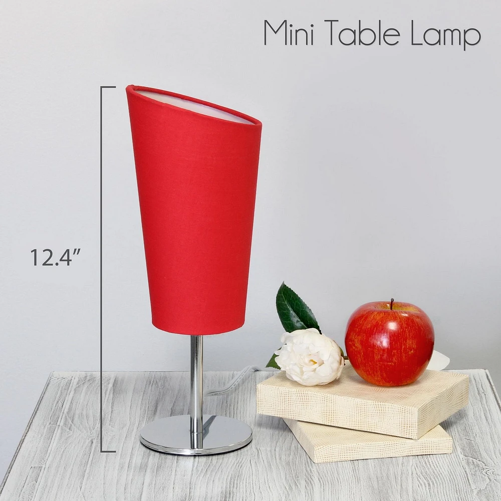 Simple Designs Mini Chrome Table Lamp with Angled Fabric Shade