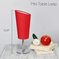 Simple Designs Mini Chrome Table Lamp with Angled Fabric Shade