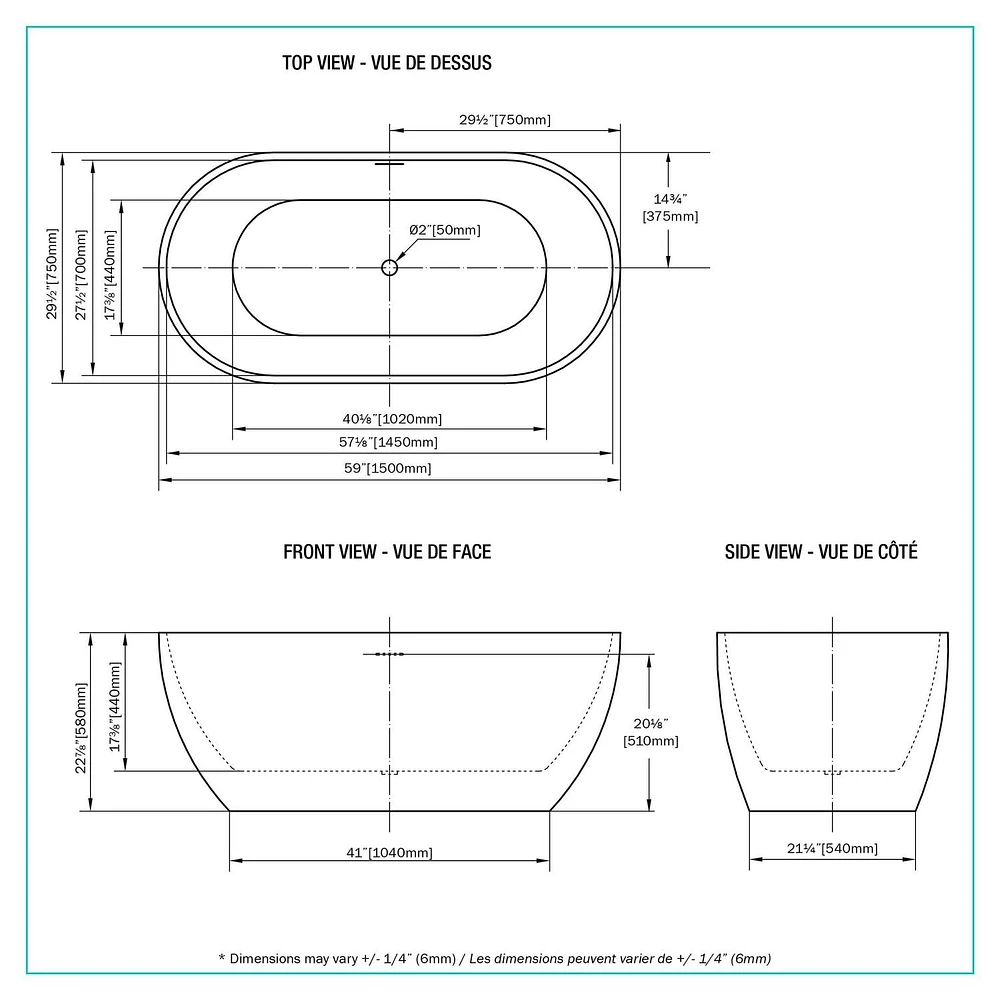 A&E Bain et Douche PHILIP-59 BAIN AUTOPORTANTE