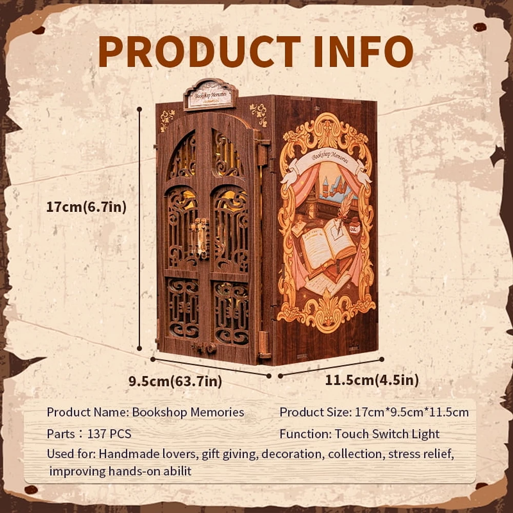 Tradeopia 3D Wooden Puzzle Bookshop Memories DIY Book Nook Kit