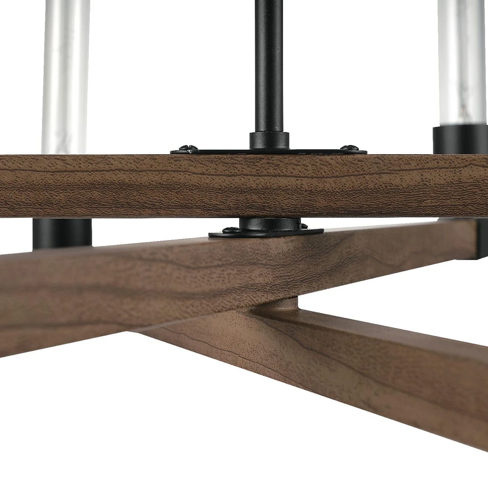 Walken 6-Light Chandelier, Matte Black, Faux Wood Accents
