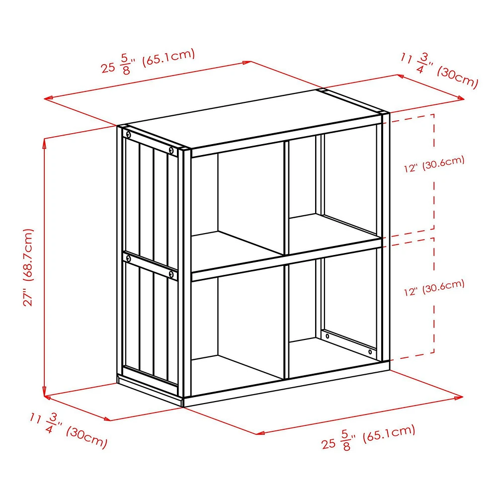 5-PC Timothy 2 x 2 shelf with 4 Chocolate Fabric Baskets, item 20452