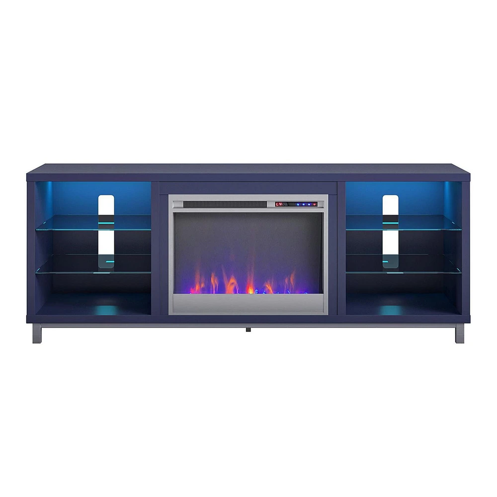 Lumina Deluxe Fireplace TV Stand for TVs up to 70", Blonde Oak