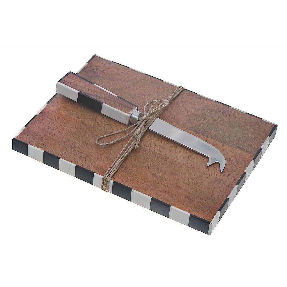 Acacia Wood Rectangle Cheese Board & Spreader