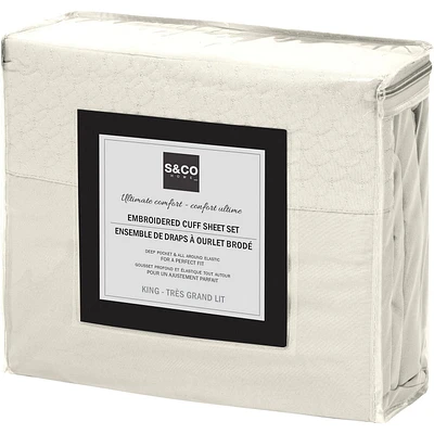Safdie & Co. Ens. De Draps 4MC K Solide Ivoire