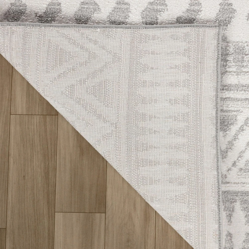 Tapis d'interieur abstrait Rug Branch Cadence, gris creme, bohème - Salon, chambre, salle a manger et cuisine