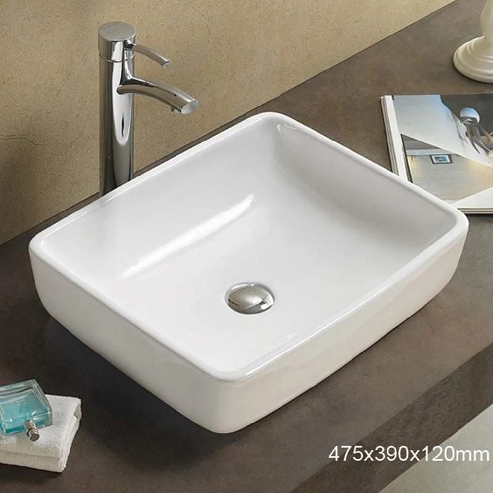 American Imaginations -in. W Above Counter White Bathroom Vessel Sink For Wall Mount Wall Mount Drilling AI