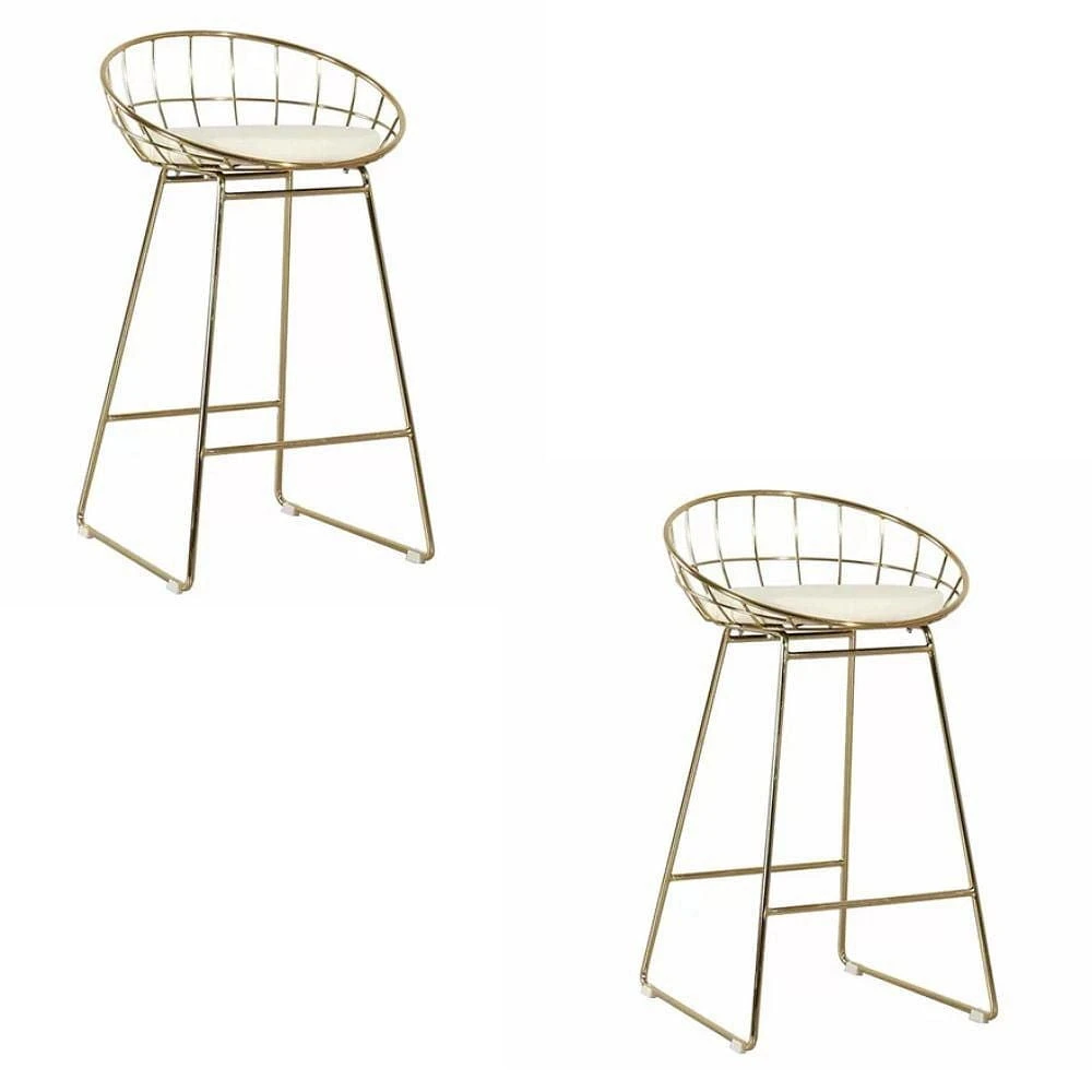 Roman Stool (26" H x 19.5" W x 21.5" D) in White-Gold SET OF 2