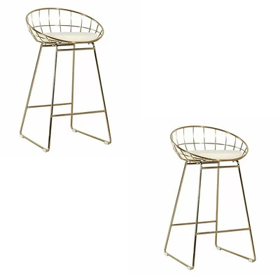 Roman Stool (26" H x 19.5" W x 21.5" D) in White-Gold SET OF 2