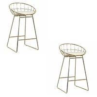 Roman Stool (26" H x 19.5" W x 21.5" D) in White-Gold SET OF 2