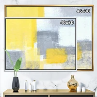 Designart Abstrait bleu gris et jaune XXI ART MURAL À CADRE FLOTTÉ