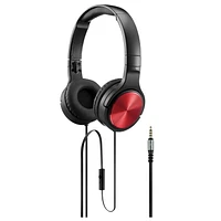 blackweb ™ Wired Flat Folding Headphones (Black/Red)