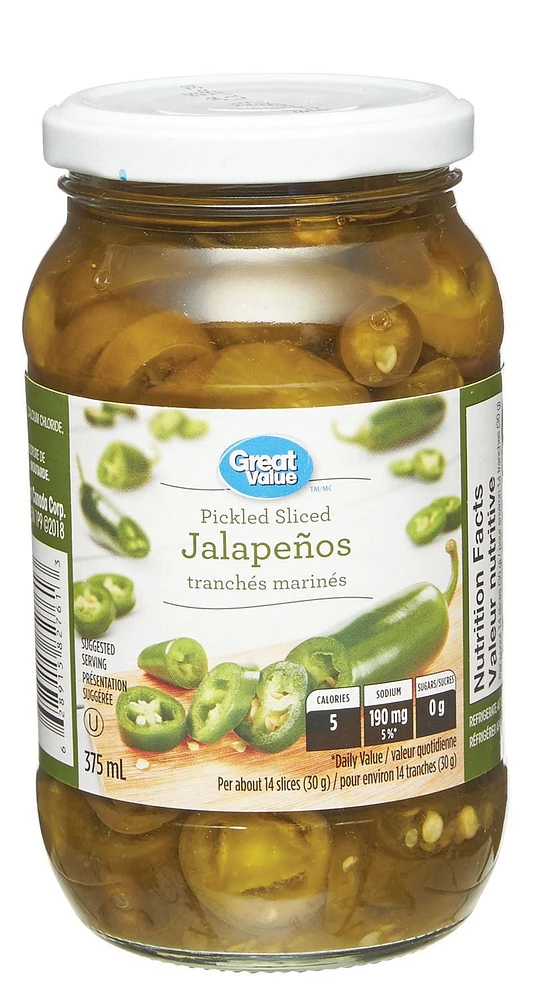 Great Value Pickled Sliced Jalapeños, 375 mL