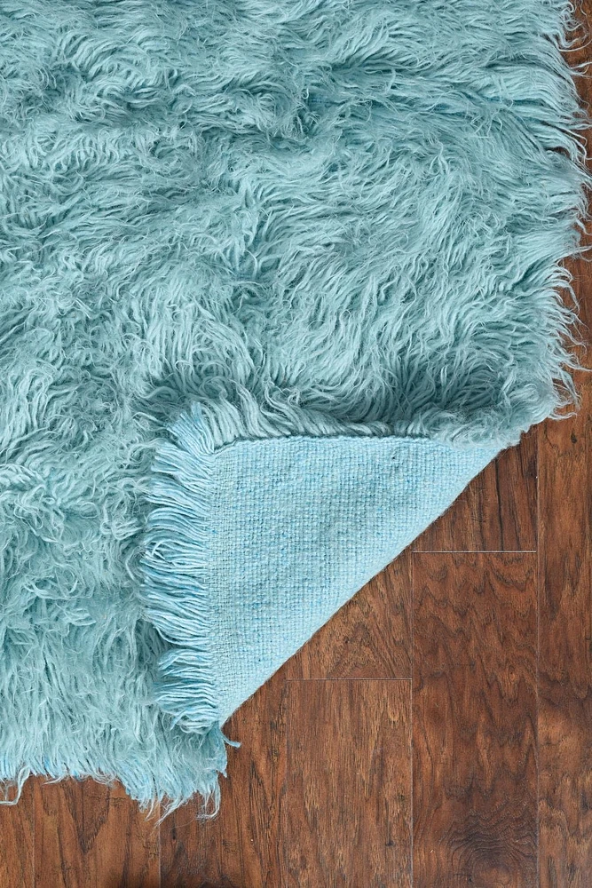 New Flokati 1400gr 8' x 10' Area Rug, Pastel Blue
